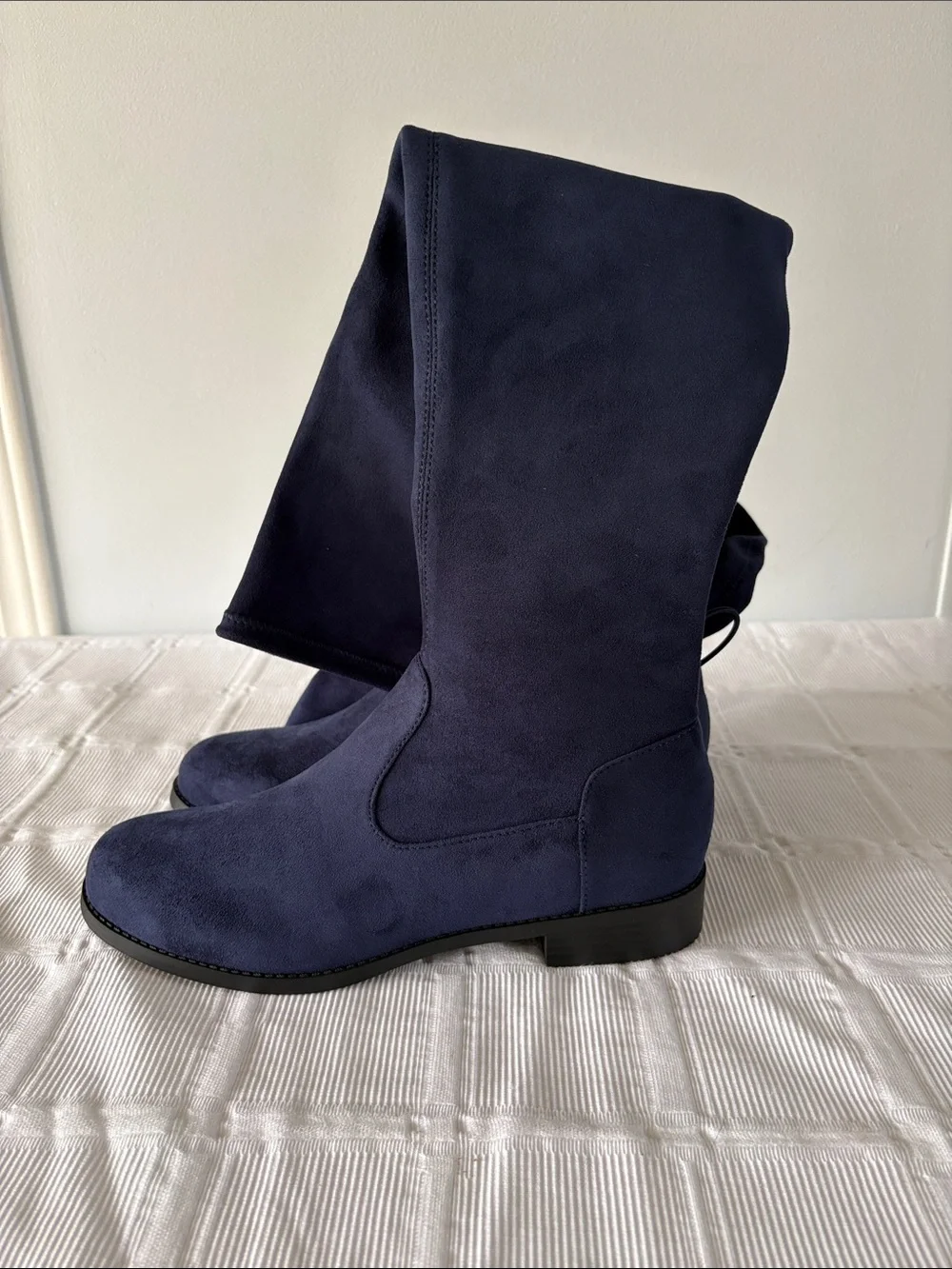 Just Fab Over-the-Knee Navy Faux Suede Riding Boots